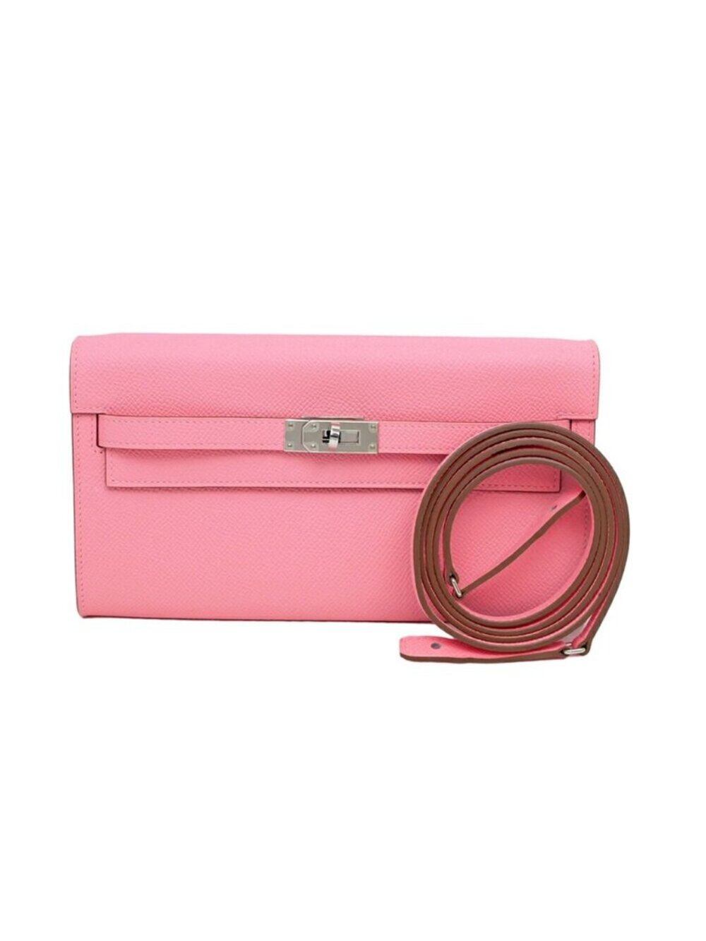 Hermes Kelly Wallet Long to Go Rose Confetti Silver Epsom Leather